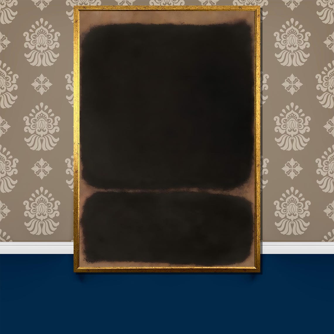 Rothko-Style Deep Black Minimal Color-Field Abstract Art Poster