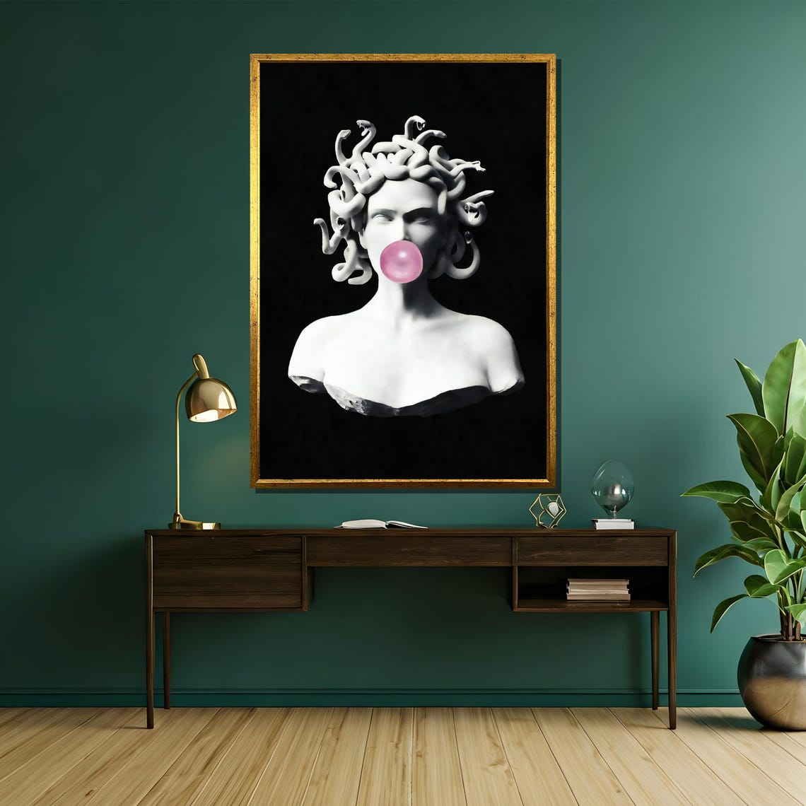 Medusa Bubblegum Marble Bust Blowing Pink Bubble Pop Art Poster - Image 5