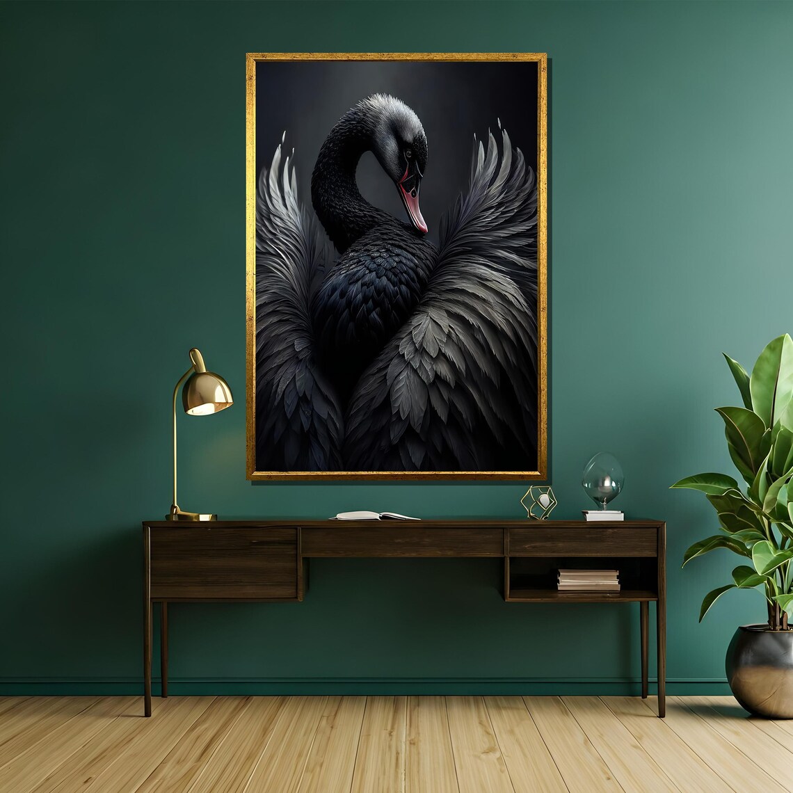 Elegant Black Swan Dark Moody Feathered Beauty Wildlife Art Poster - Image 5