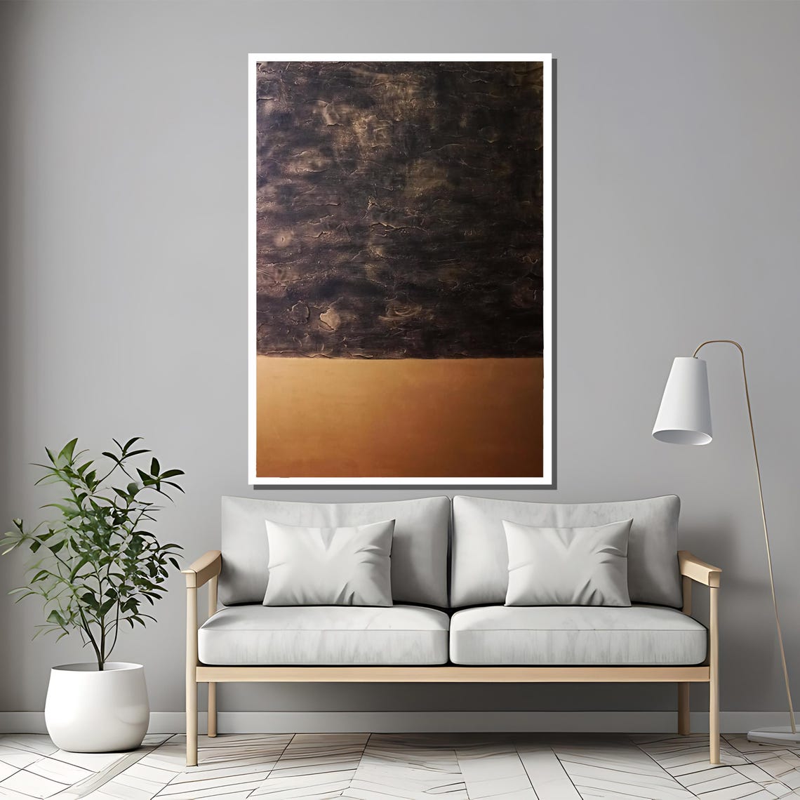 Dark Brown and Gold Textured Abstract Rustic Two Tone Poster - Image 2