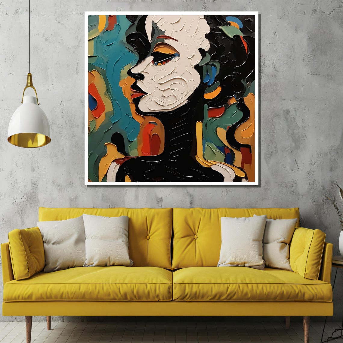 Colorful Abstract Woman Profile with Thick Impasto Strokes Poster - Image 2