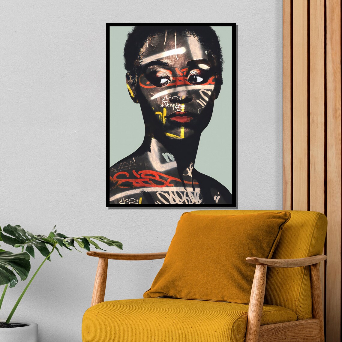 Graffiti Style African Woman Portrait Bold Urban Street Art Poster - Image 4