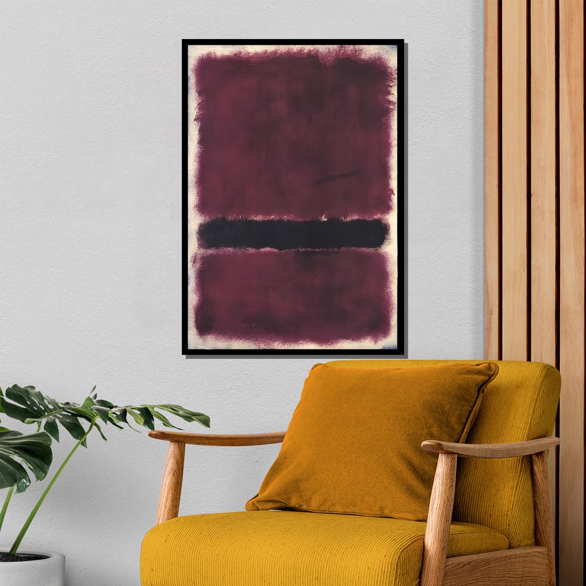 Rothko-Style Plum Black Banded Color-Field Abstract Art Poster - Image 4