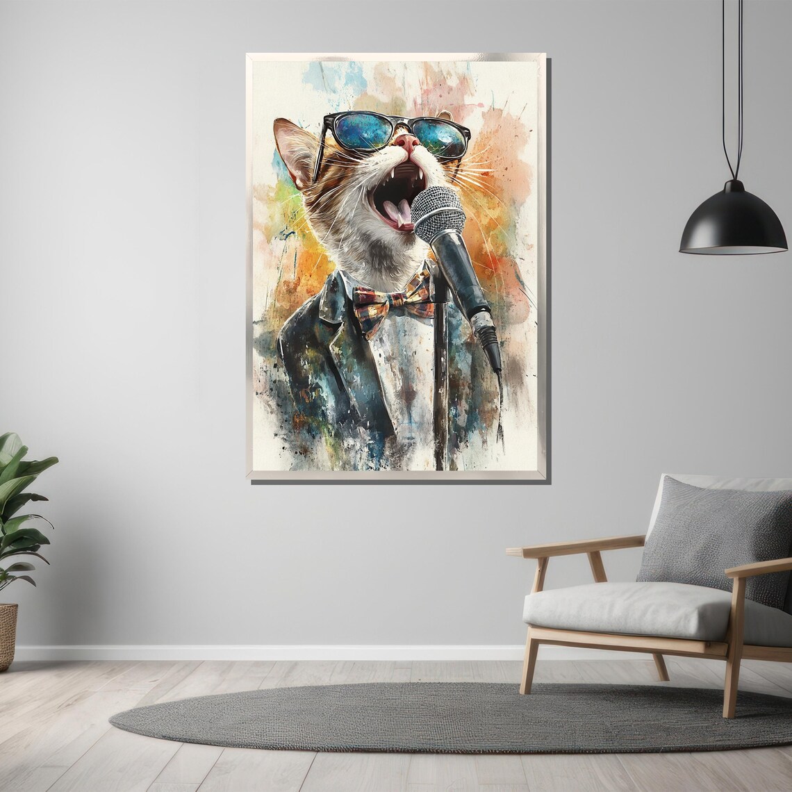 Cool Crooner Cat in Sunglasses Singing Jazz Into a Microphone Poster - Image 3