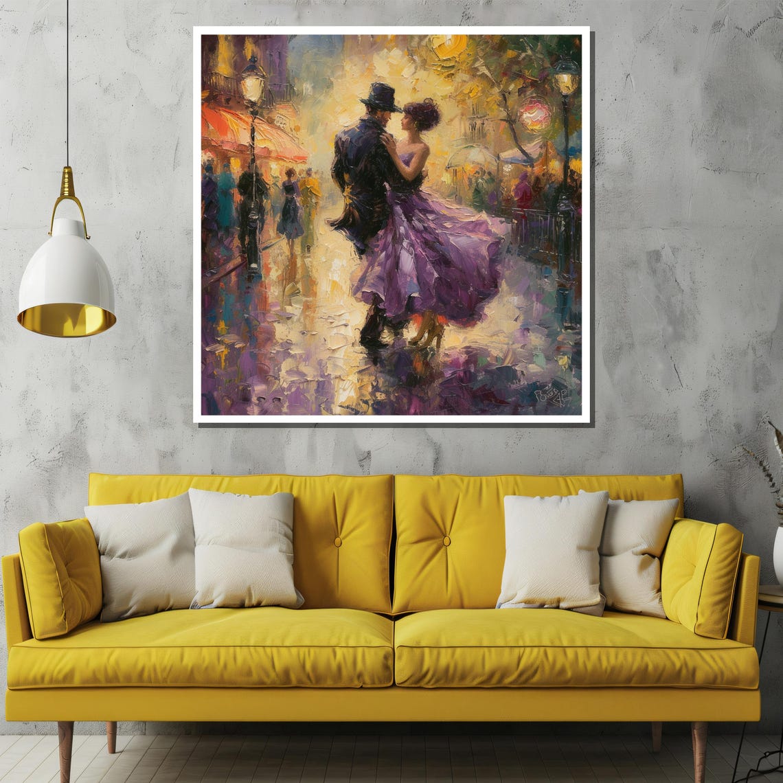 Romantic Couple Dancing Under Streetlights Night City Poster - Image 2