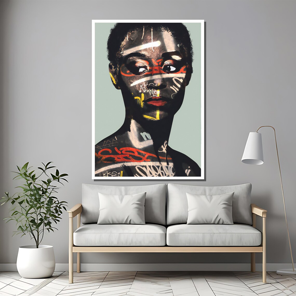 Graffiti Style African Woman Portrait Bold Urban Street Art Poster - Image 2