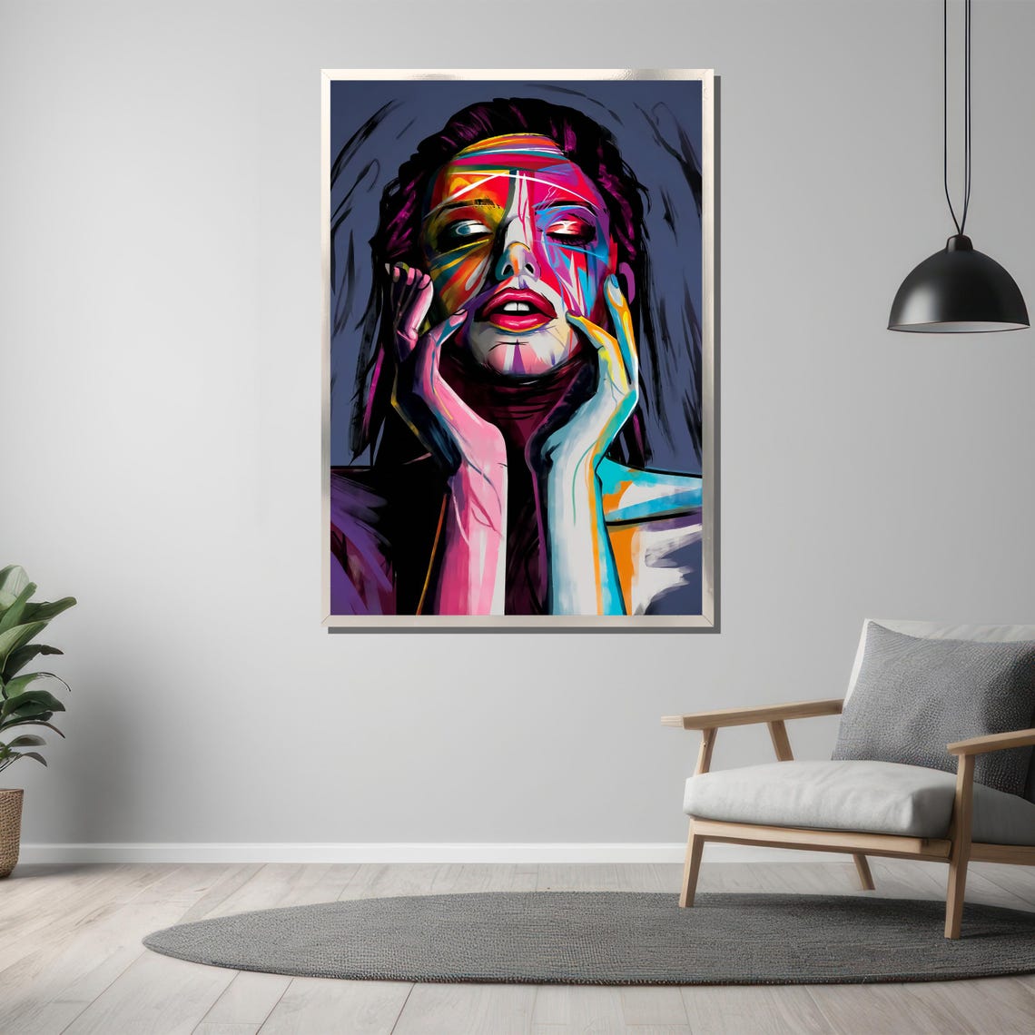 Bold Colorful Expressionist Woman Portrait Abstract Face Poster - Image 3