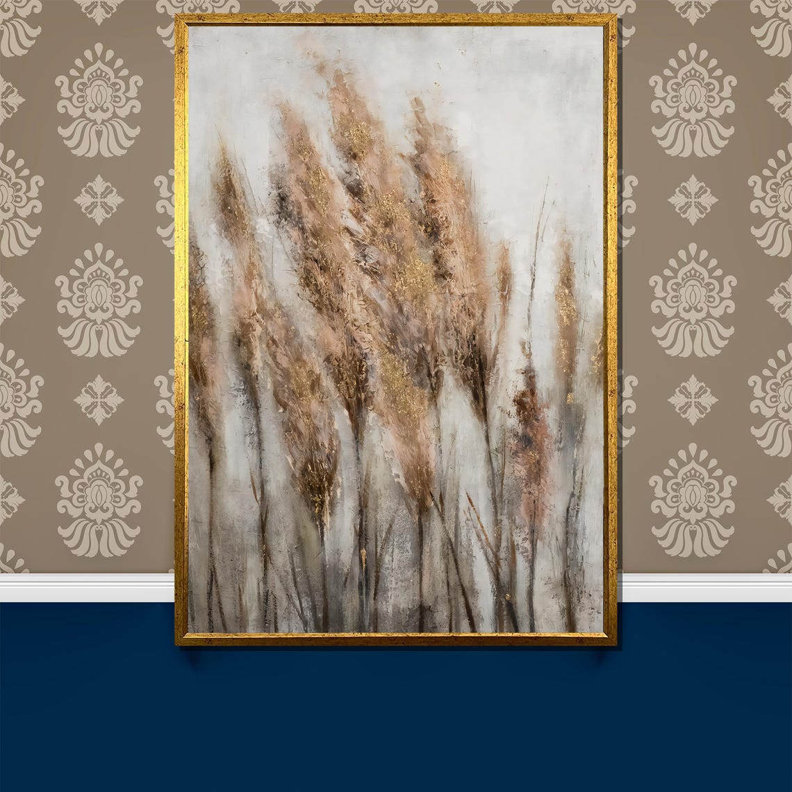 Elegant Pampas Grass Neutral Tones Botanical Painting Poster