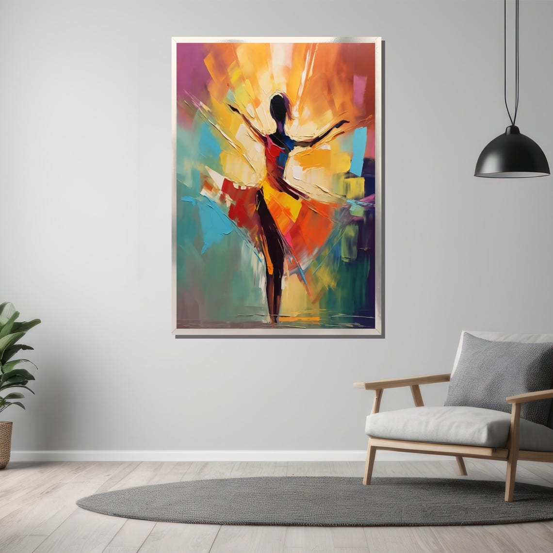 Vibrant Abstract Ballerina Painting Colorful Dance Wall Art Unique Artistic Gift For Modern Home Decor - Image 4