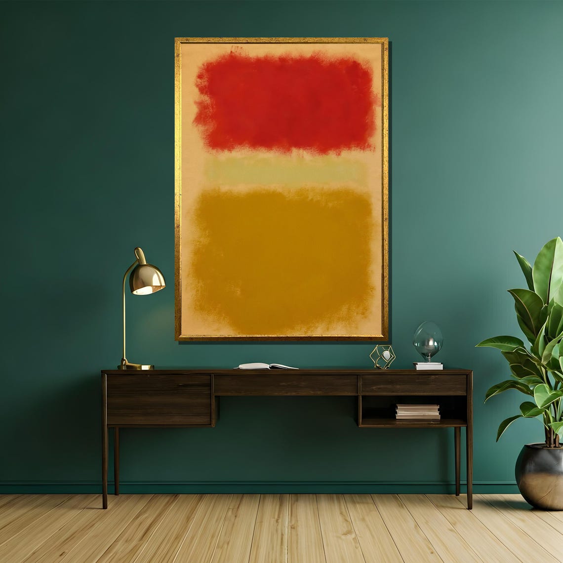 Bold Crimson Red And Golden Mustard Warm Color Block Art Poster - Image 5