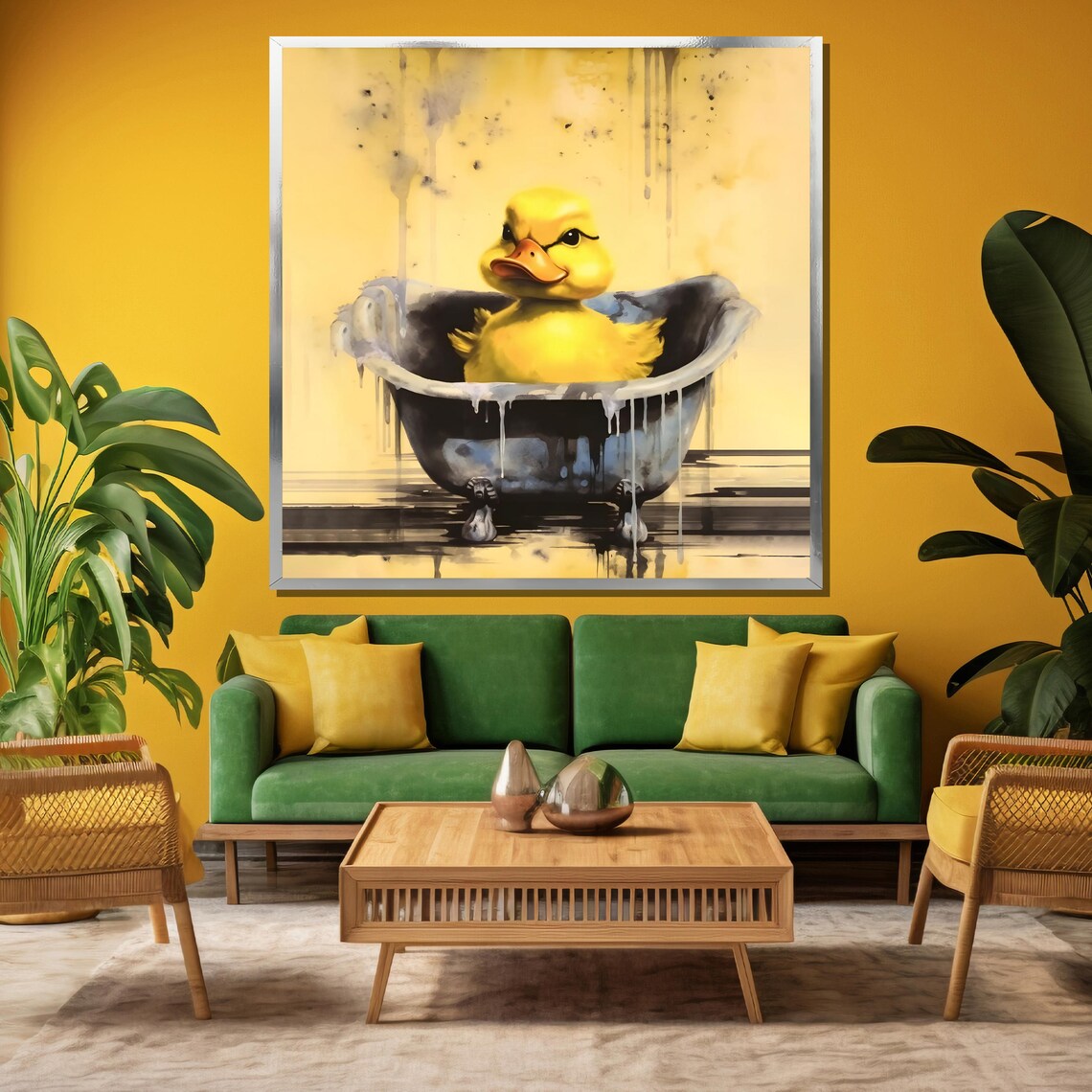 Whimsical Duck in Bathtub Painting Wall Art - Image 3