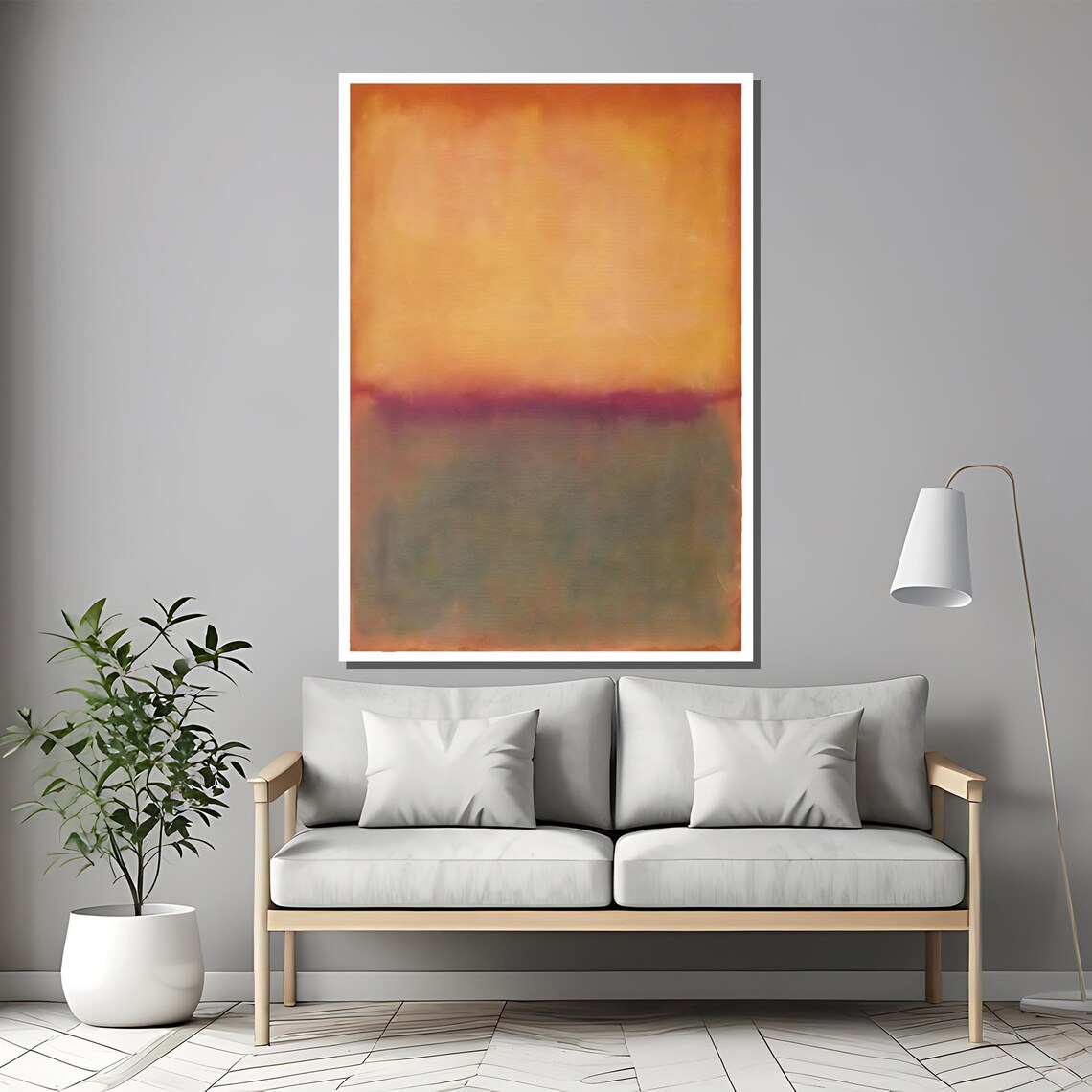 Mark Rothko Ranquil Orange And Muted Mauve Abstract Painting Subtle Yet Striking Gift Option - Image 2