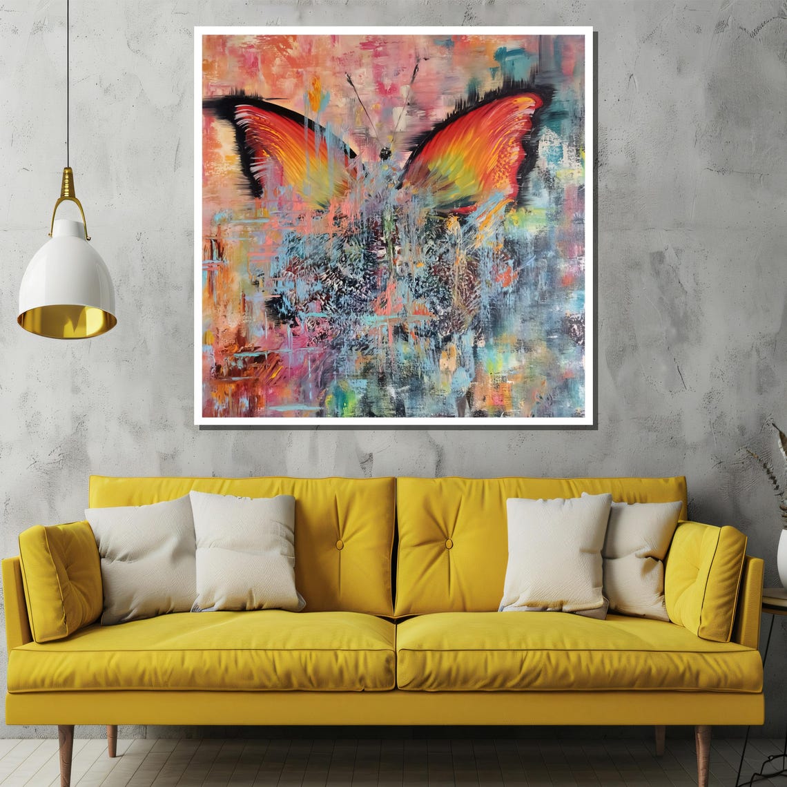 Colorful Abstract Butterfly With Fiery Red Wings Artwork Poster - Image 2