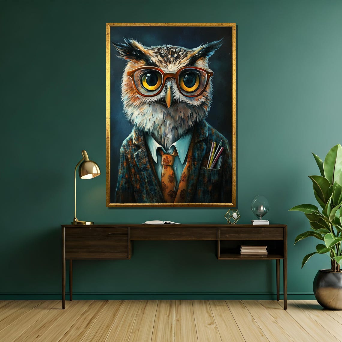 Professor Owl in Round Glasses and Tweed Jacket Portrait Poster - Image 5