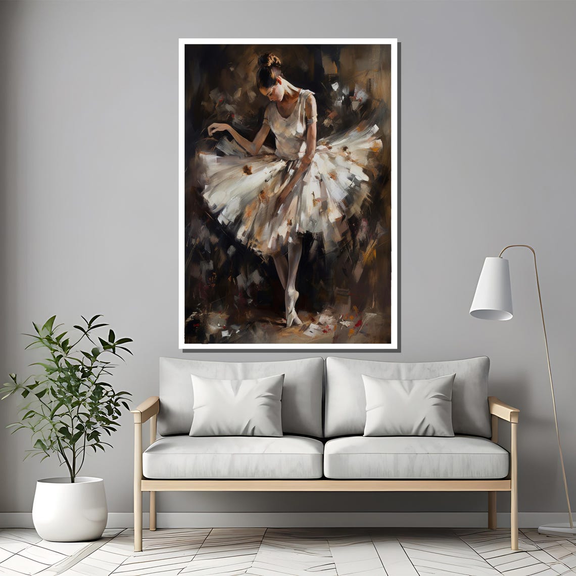 Ballerina in White Tutu Warm Impressionist Dance Painting Poster - Image 2