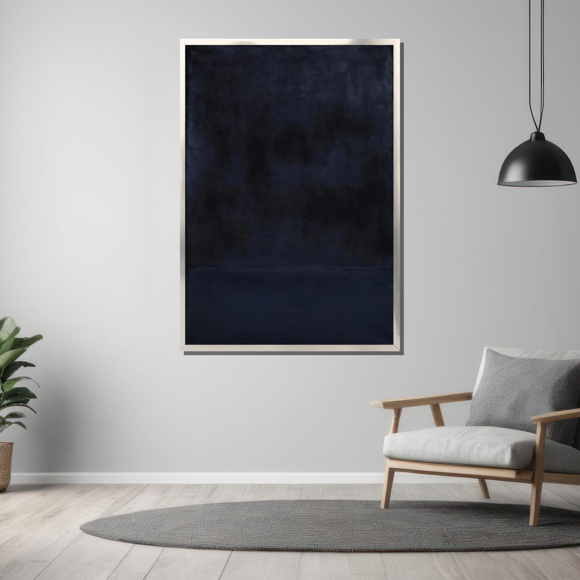 Near Black Deep Navy Minimalist Abstract Dark Moody Art Poster - Image 3