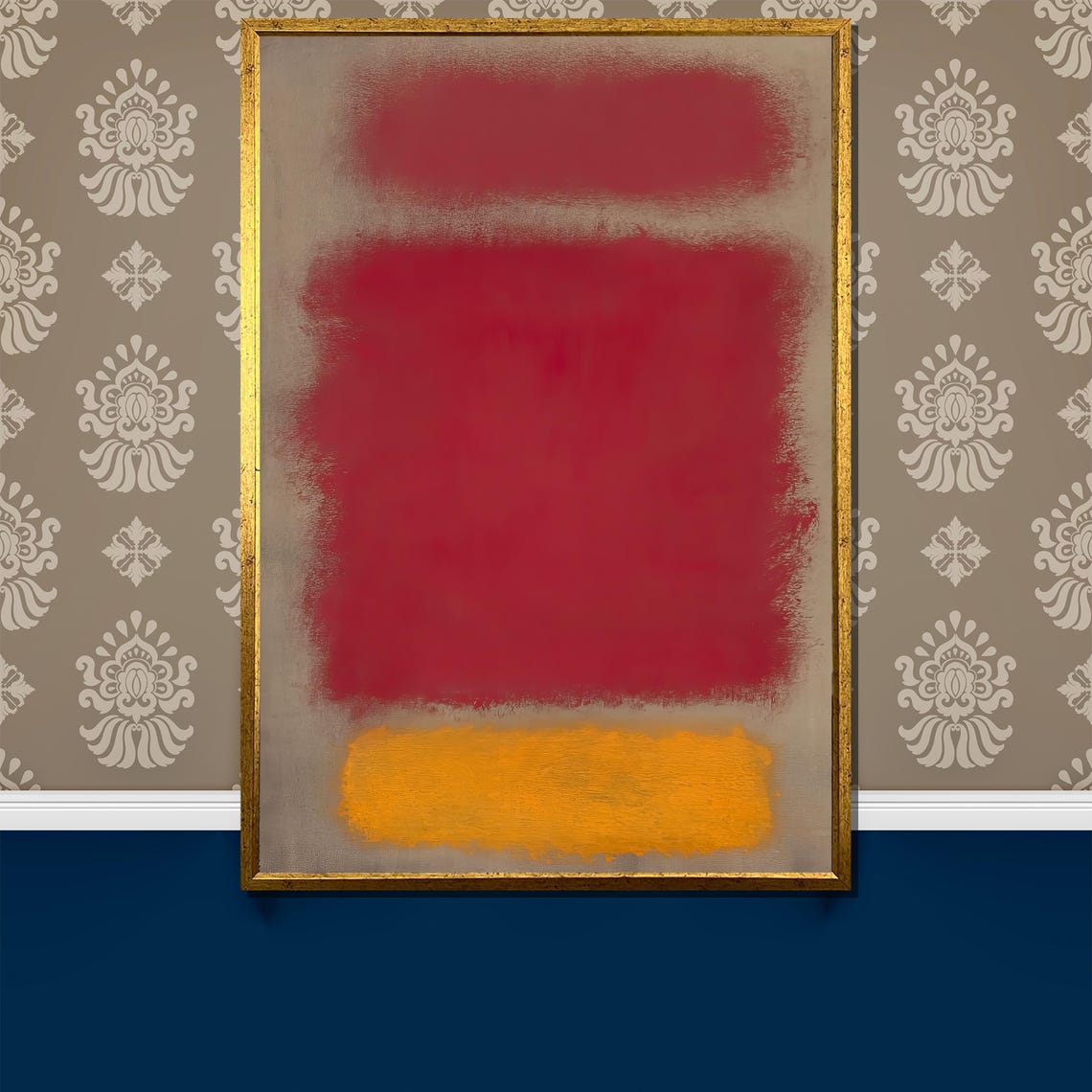 Rothko-Style Red Orange Gray Color-Field Abstract Painting Poster