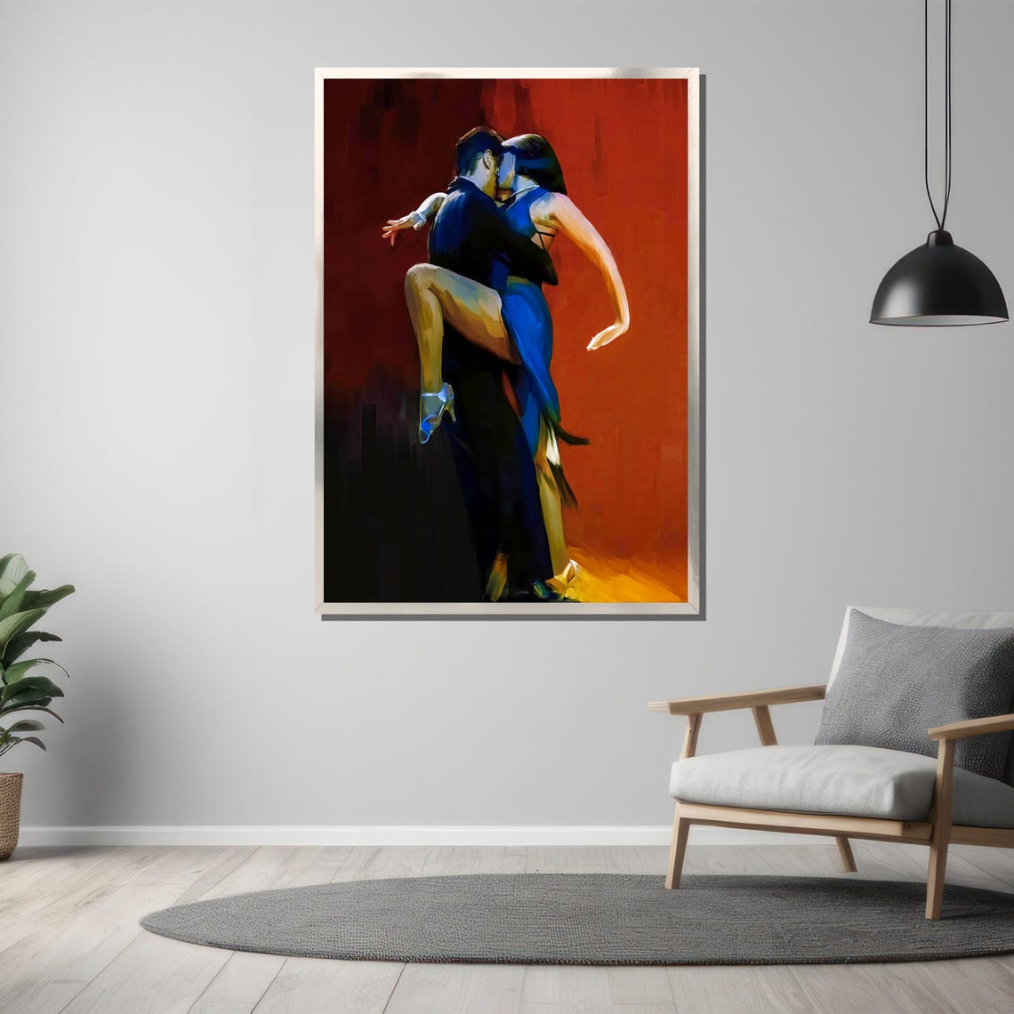 Passionate Tango Dance Couple On Blazing Red Background Poster - Image 3