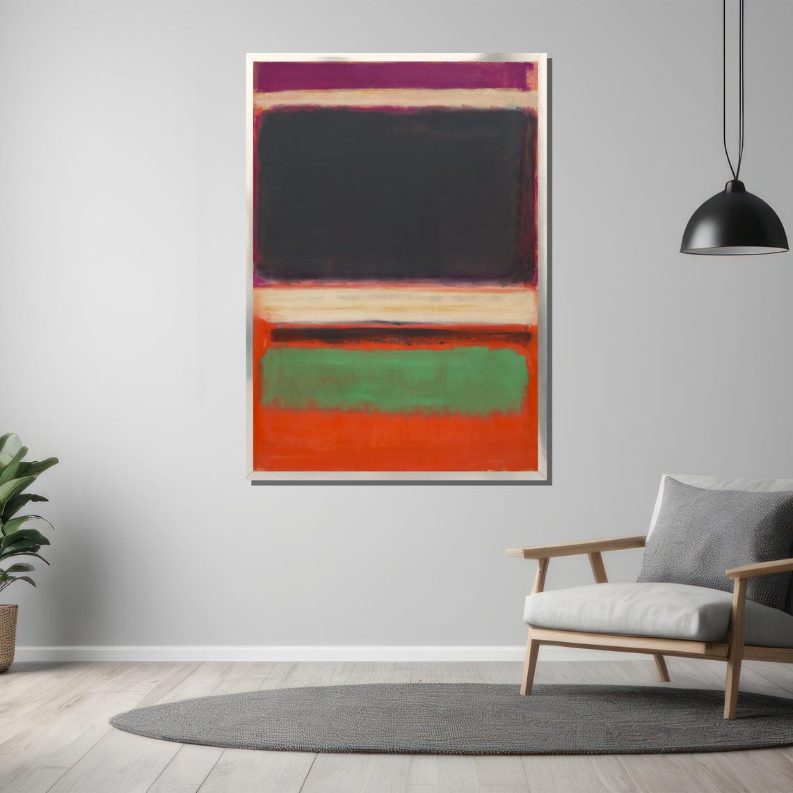 Rothko Style Black Green And Orange Layered Abstract Painting Poster - Image 3