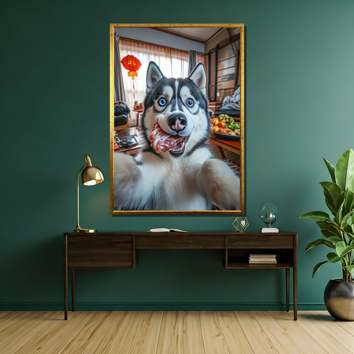 Paws Up Husky Selfie Dog Caught Stealing Steak Funny Pet Poster - Image 5