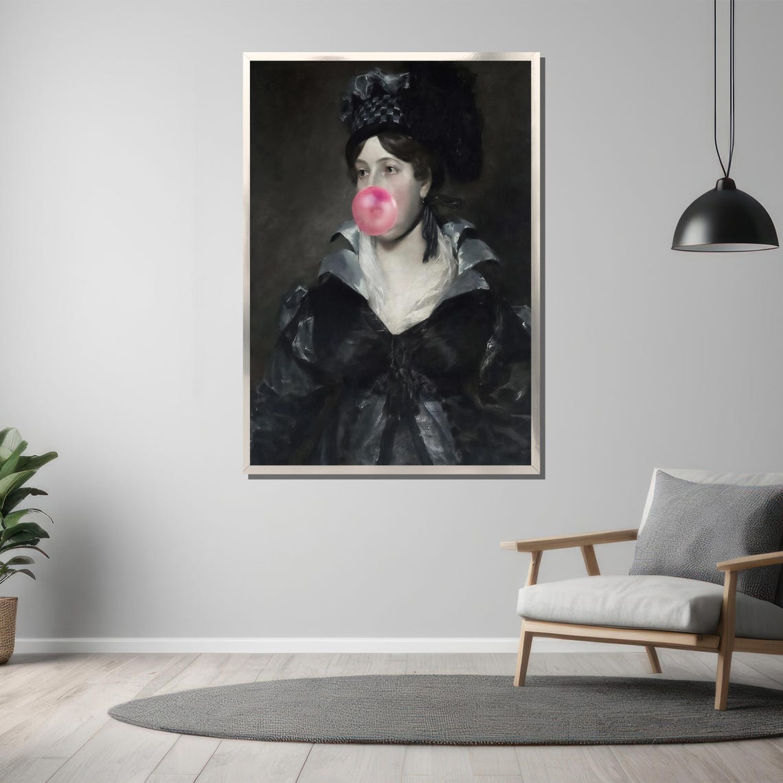 Classic Lady Portrait Pink Bubblegum Twist Regency Art Poster - Image 3