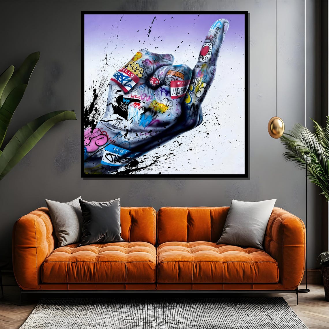 Rock Hand Gesture Graffiti Street Art Edgy Music Fan Elegant Poster - Image 4