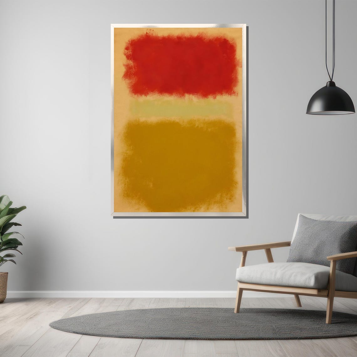 Bold Crimson Red And Golden Mustard Warm Color Block Art Poster - Image 3