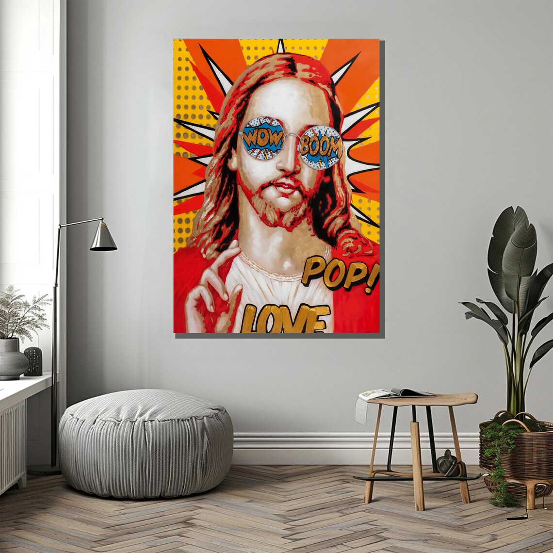 Pop Art Jesus Wow Boom Comic Sunglasses Vibrant Christian Poster - Image 2