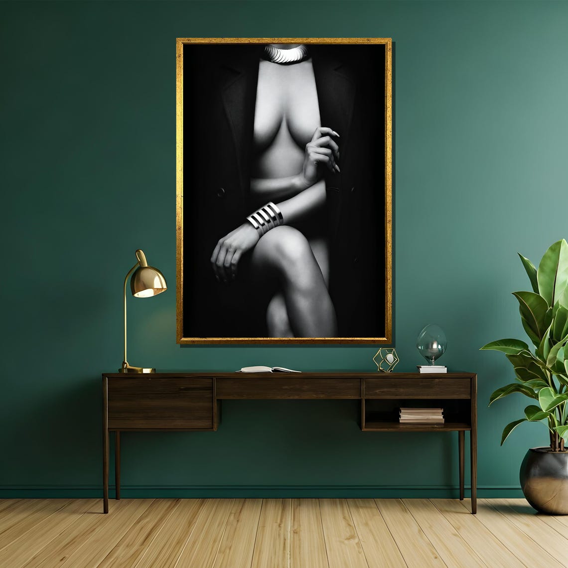 Bold Black And White Sensual Painting Elegant Nude Art Gift For Sophisticated Wall Decor And Artistic Expression - Image 5