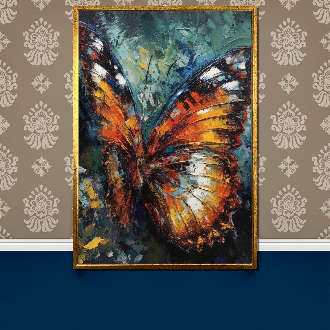 Monarch Butterfly Impasto Oil Painting Vibrant Nature Art Poster