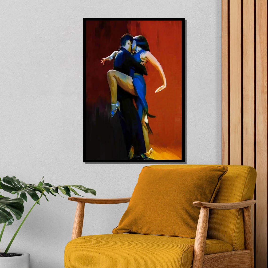 Passionate Tango Dance Couple On Blazing Red Background Poster - Image 4