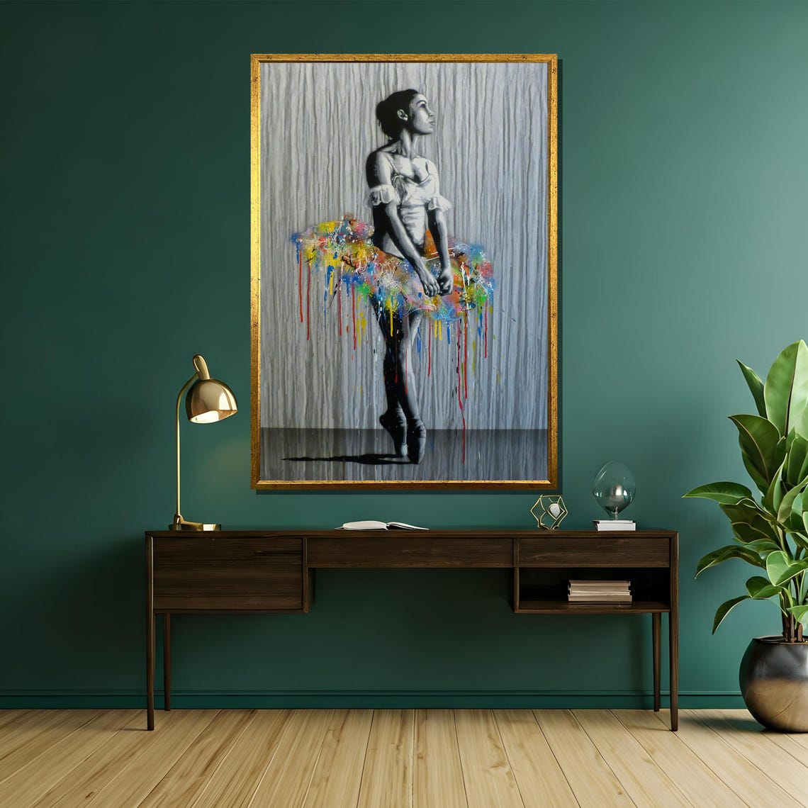 Ballerina Paint Splatter Tutu Black White Dance Studio Poster - Image 5