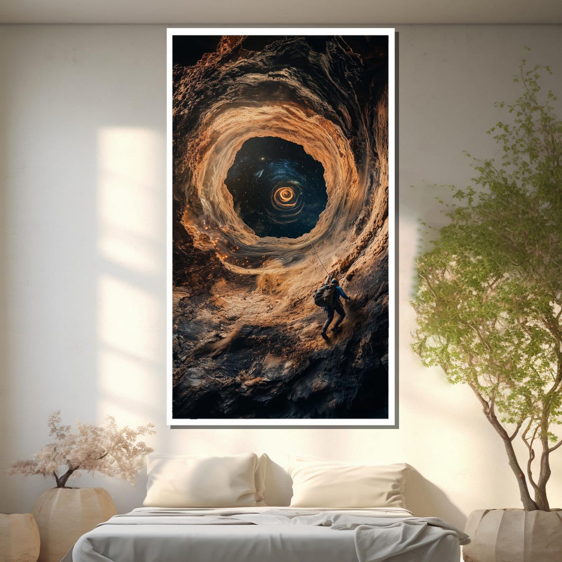 Explorer Descending Into a Cosmic Cave Portal Sci Fi Art Poster - Image 2