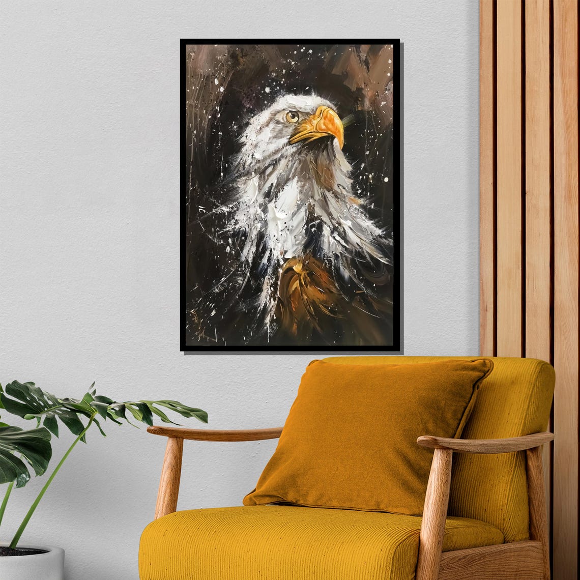 Fierce Bald Eagle Portrait In Bold Textured Brushstrokes Poster - Image 4