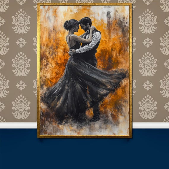 Romantic Couple Dance Painting Elegant Wall Art For Home Decor Perfect Anniversary Or Wedding Gift Idea