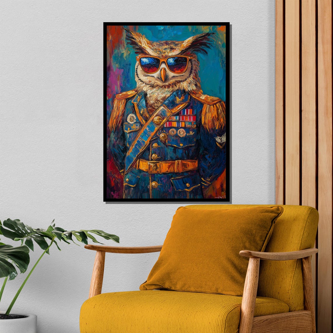 Cool Owl Officer in Sunglasses and a Decorated Military Uniform Poster - Image 4