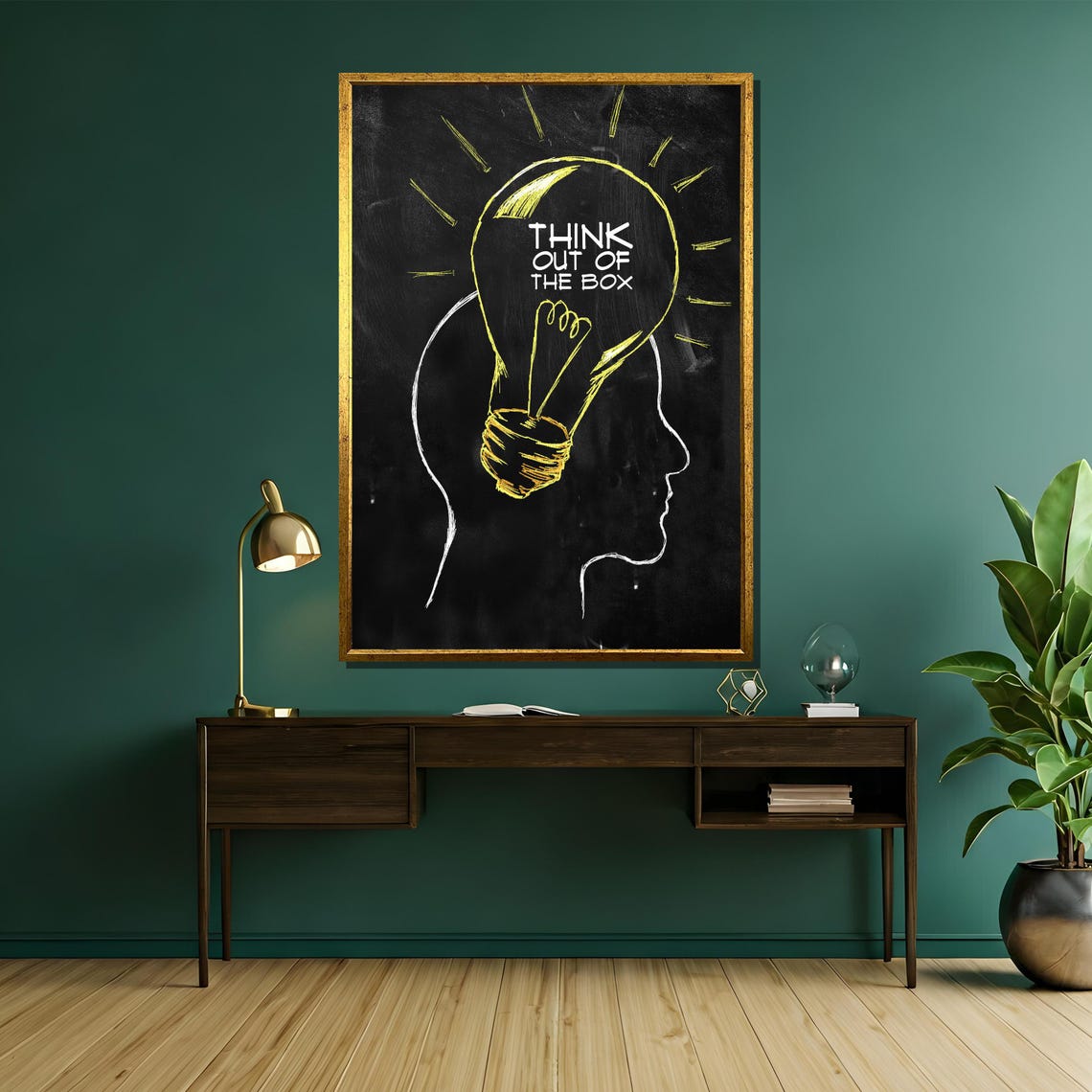 Think Out of the Box Quote with Light Bulb Chalkboard Poster - Image 5
