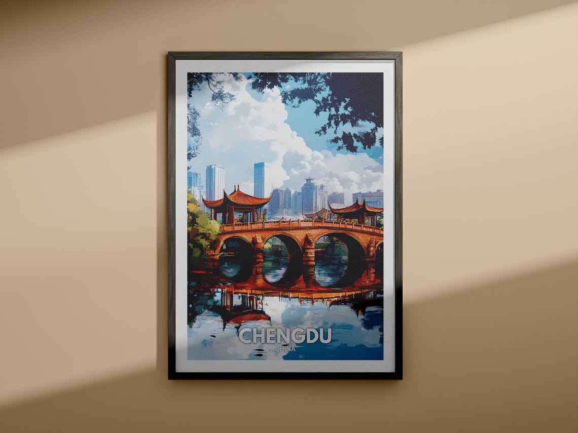 Chengdu Travel Print China Chengdu Travel Poster China Travel Poster China Cityscape Wall Art Unique City Art Decor - Image 3
