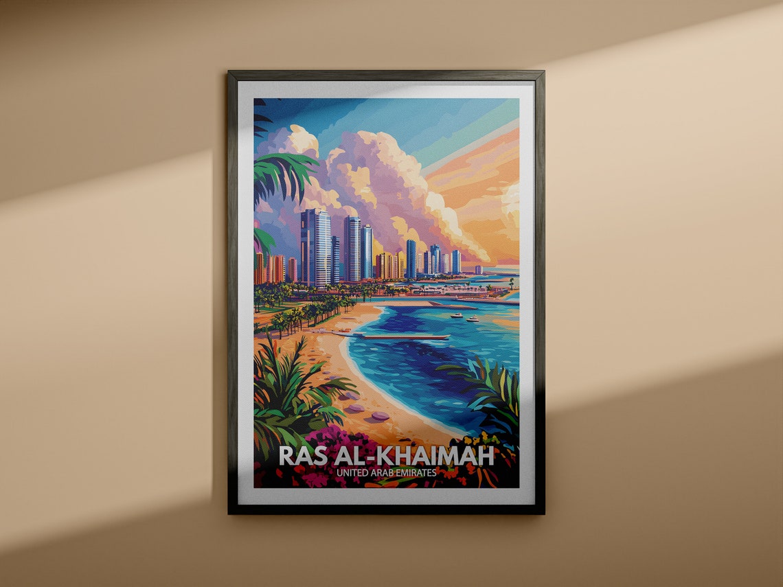 Ras Al Khaimah Travel Print United Arab Emirates Ras Al Khaimah Travel Poster United Arab Emirates Travel Poster Uae Cityscape Wall Art - Image 3