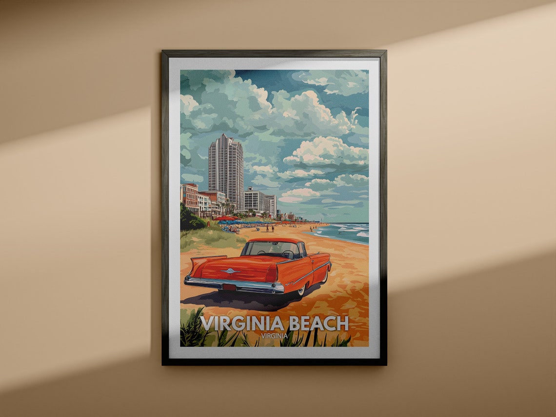 Virginia Beach Travel Print Virginia Virginia Beach Travel Poster Virginia Travel Poster Virginia Cityscape Wall Art Unique City Decor - Image 3