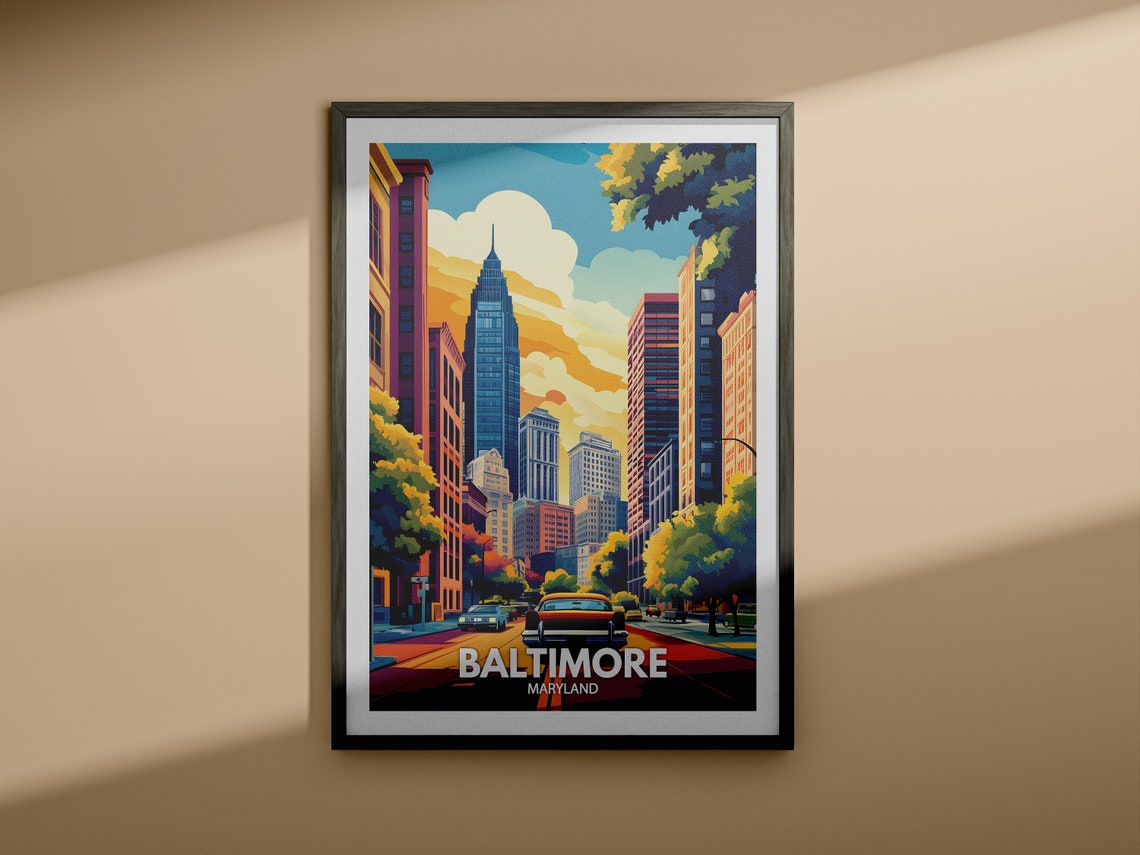 Baltimore Travel Print Maryland Baltimore Travel Poster Maryland Travel Poster Maryland Cityscape Wall Unique City Art Decor - Image 3