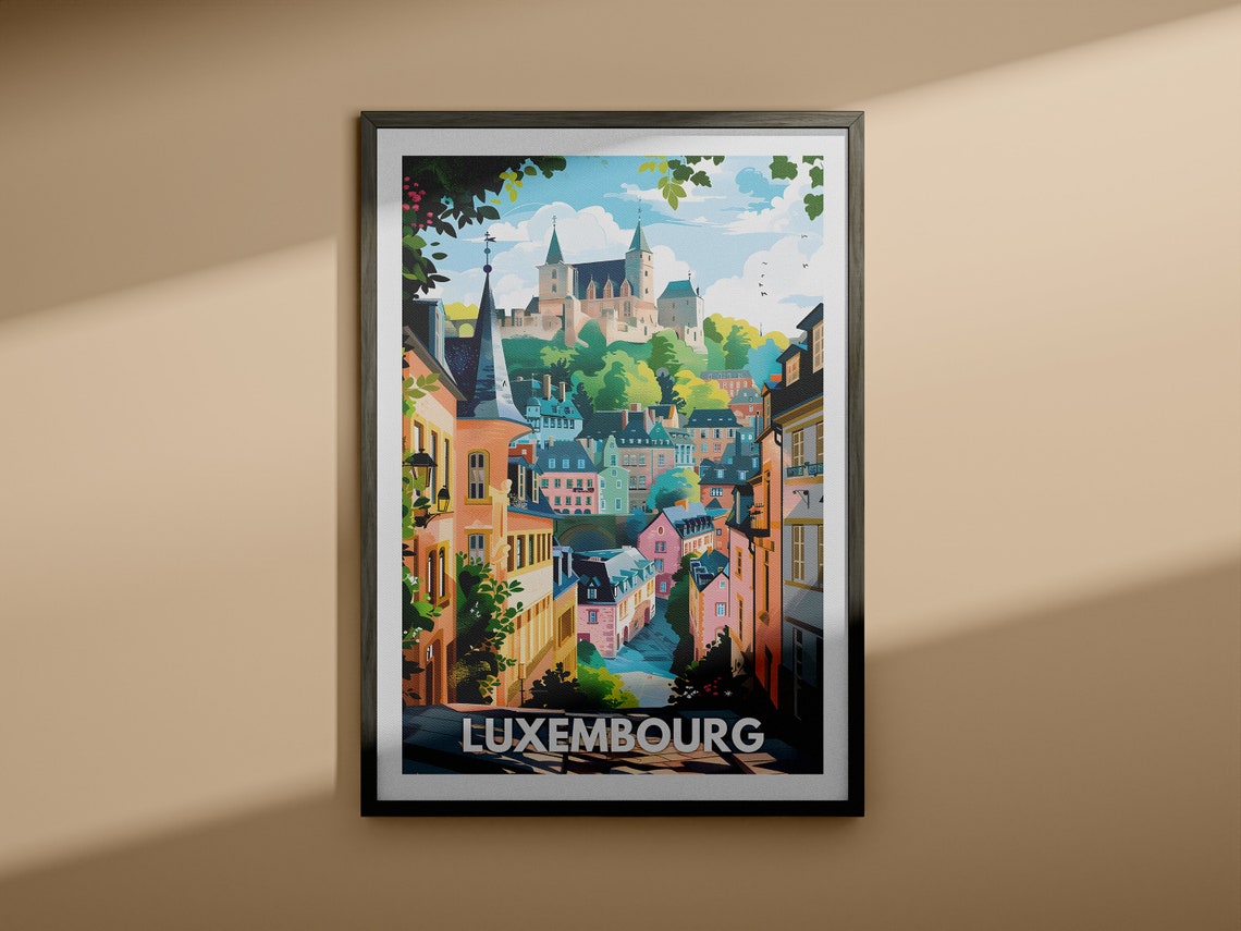 Luxembourg Print Luxembourg Luxembourg Travel Art Poster Luxembourg Poster Luxembourg Cityscape Wall Art Unique City Art Decor - Image 3