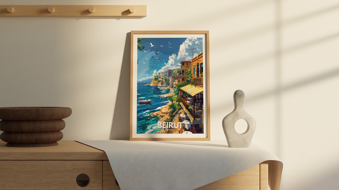 Beirut Travel Print Lebanon Beirut Travel Poster Lebanon Travel Poster Lebanon Cityscape Wall Art Unique City Art Decor - Image 2