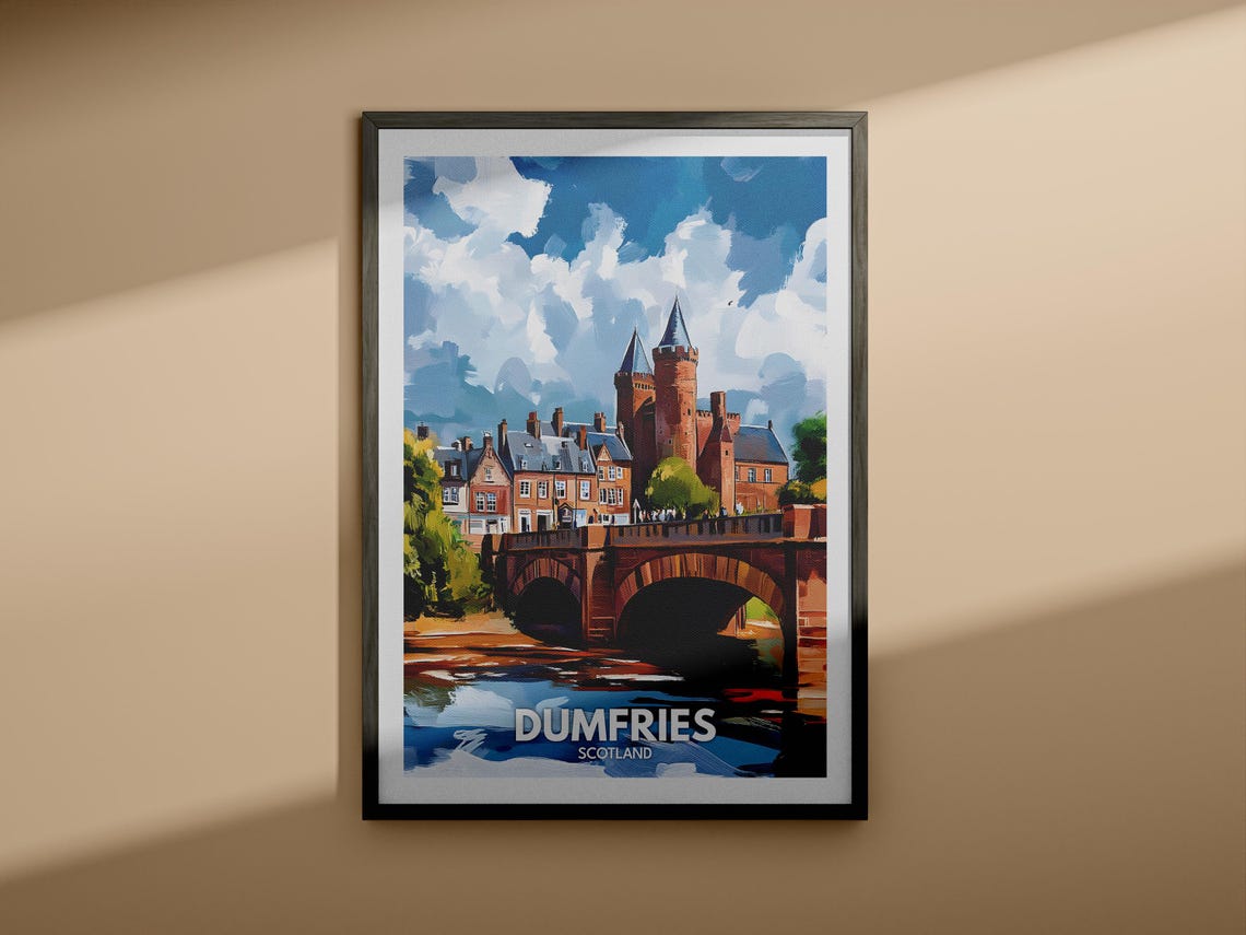 Dumfries Travel Print Scotland Dumfries Travel Poster Scotland Travel Poster United Kingdom Wall Art Scottish Art Decor - Image 3