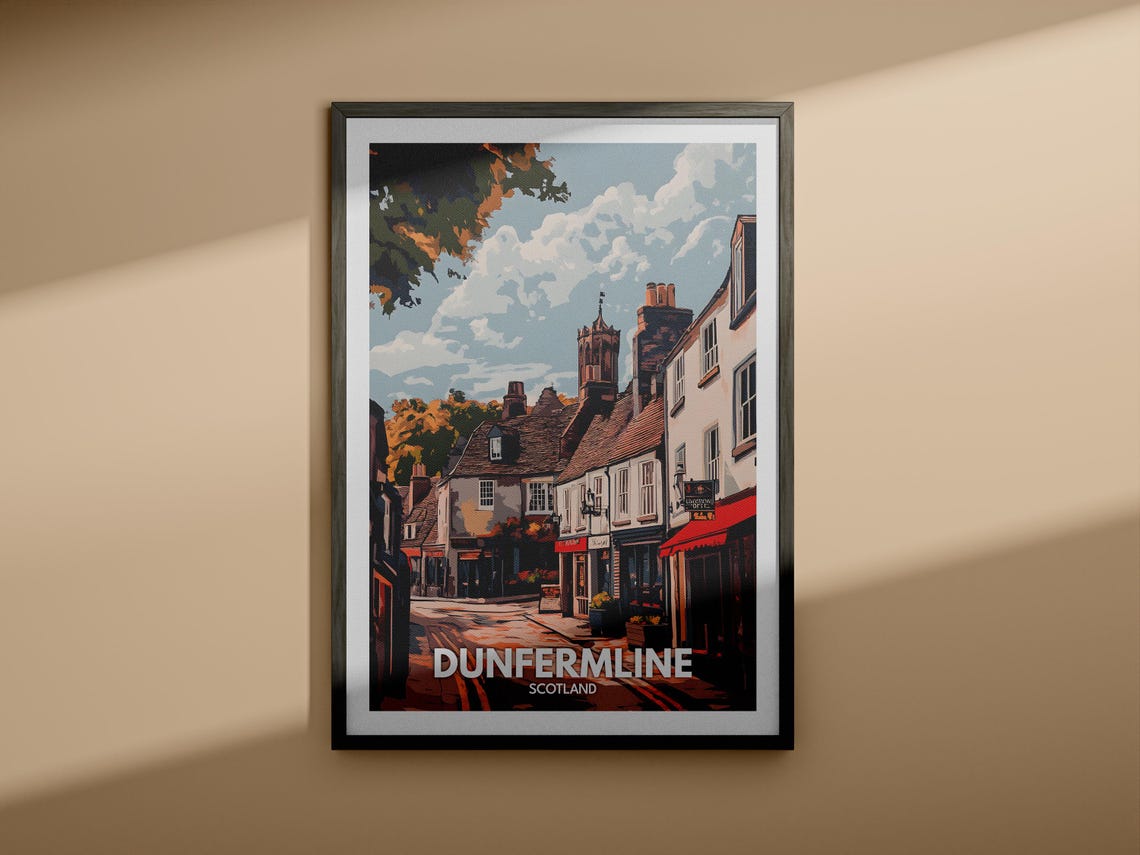 Dunfermline Travel Print Scotland Dunfermline Travel Poster Scotland Travel Poster United Kingdom Wall Art Scottish Art Decor - Image 3