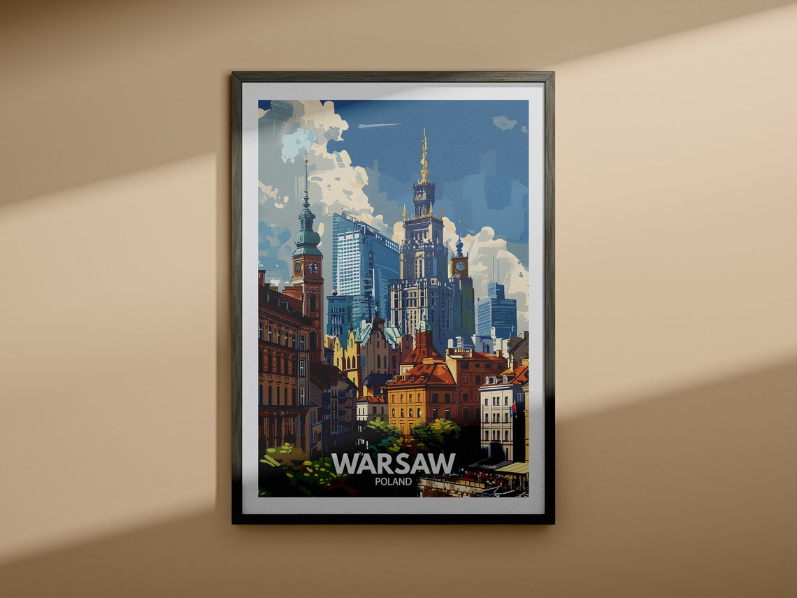 Warsaw Print Poland Warsaw Travel Poster Poland Travel Poster Poland Cityscape Wall Art Unique City Decor - Image 3