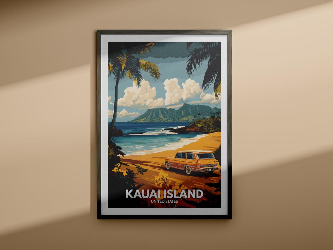 Kauai Island Print United States Kauai Island Poster United States Travel Poster Natural Island Wall Art Seaside Wall Art Decor - Image 3