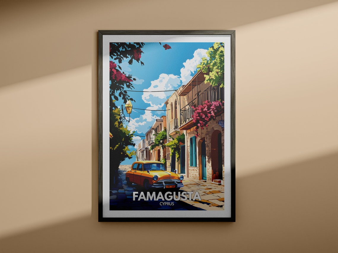 Famagusta Travel Print Cyprus Famagusta Travel Poster Cyprus Travel Poster Cyprus Cityscape Wall Art Unique City Art Decor - Image 3