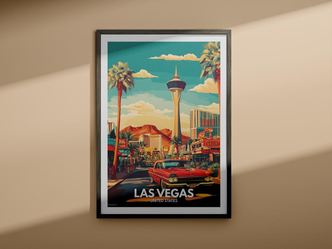 Las Vegas Art Print United States Las Vegas Travel Poster United States Travel Poster United States Cityscape Wall Art City Art Decor - Image 3