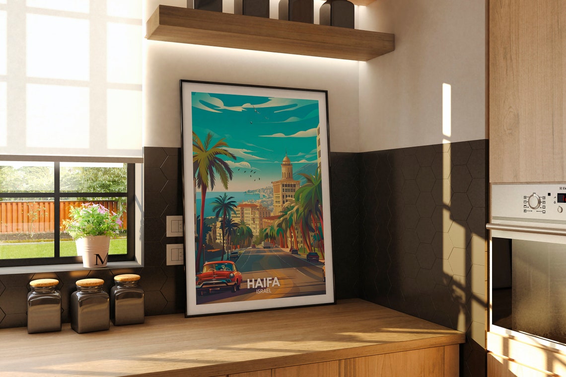 Haifa Print Israel Haifa Travel Poster Israel Travel Poster Israel Cityscape Wall Art Unique City Art Decor - Image 2